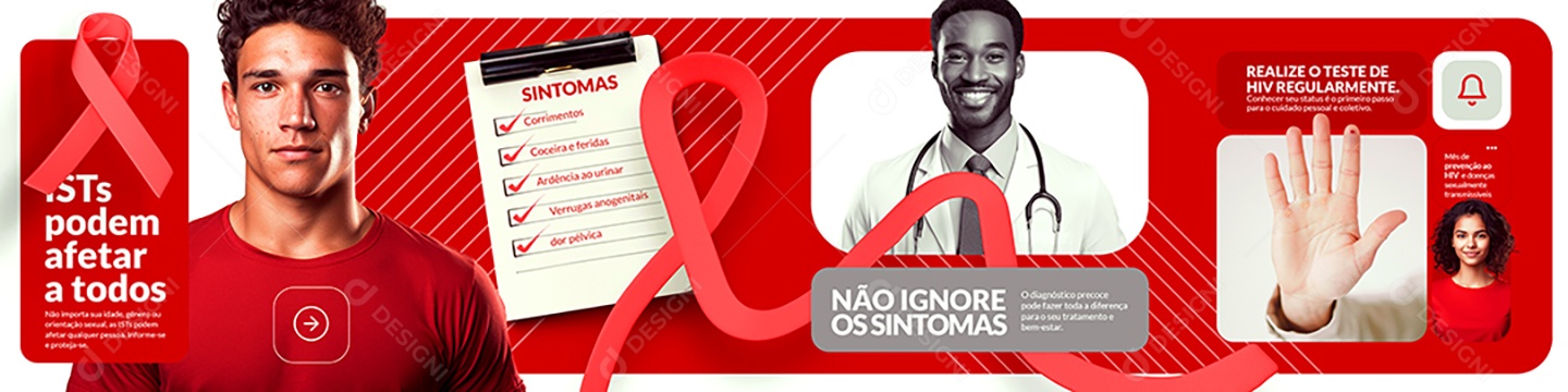 Campanha Publicitária Carrossel Dezembro Vermelho Não Ignore os Sintomas Social Media PSD Editável