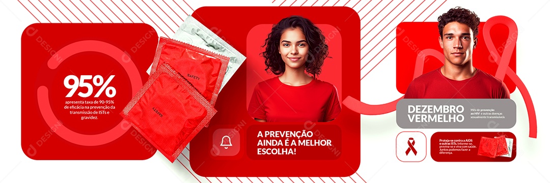 Campanha Publicitária Carrossel Dezembro Vermelho 95% Apresenta Taxa de 90 a 95% de Eficácia Social Media PSD Editável