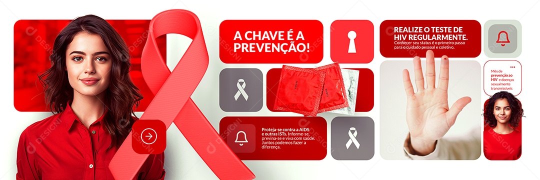 Campanha Publicitária Carrossel Dezembro Vermelho A Chave é a Prevenção Social Media PSD Editável