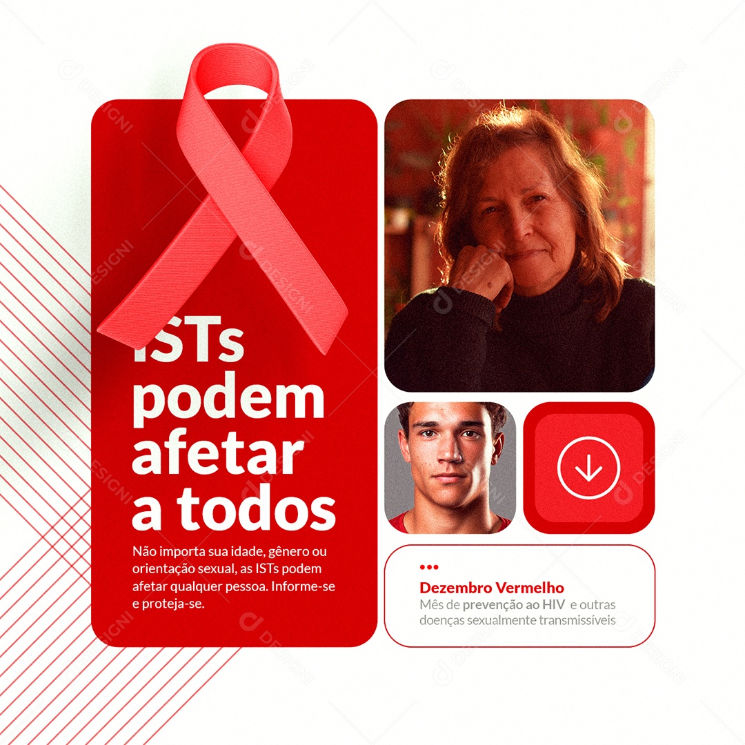 Campanha Publicitária Dezembro Vermelho Não Importa sua Idade Gênero ou Orientação Social Media PSD Editável