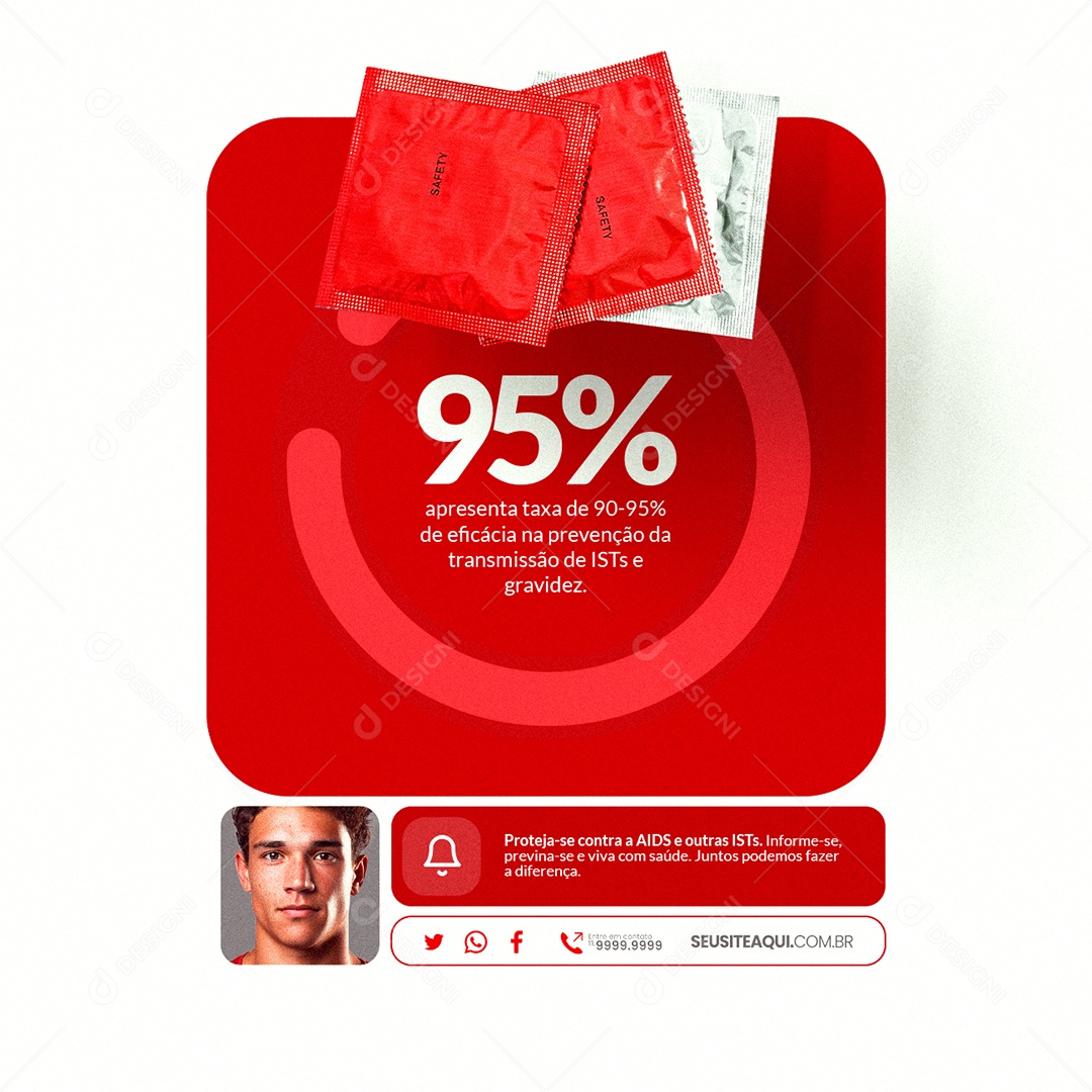 Campanha Publicitária Dezembro Vermelho 95% Apresenta Taxa de 90 a 95% de Eficácia Social Media PSD Editável