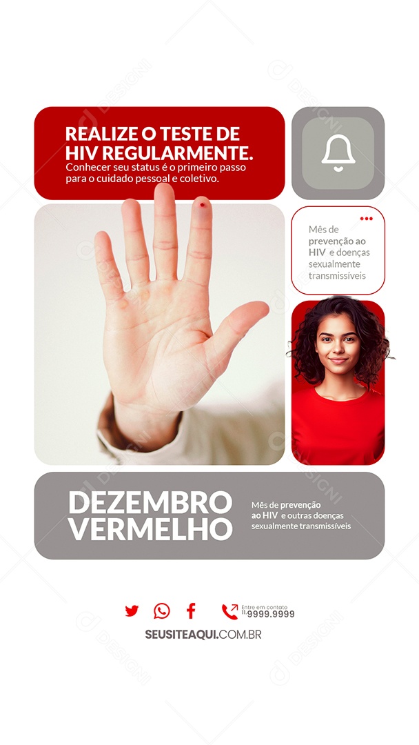 Story Campanha Publicitária Dezembro Vermelho Mês de Prevenção ao HIV e Doenças Sexualmente Transmissíveis Social Media PSD Editável