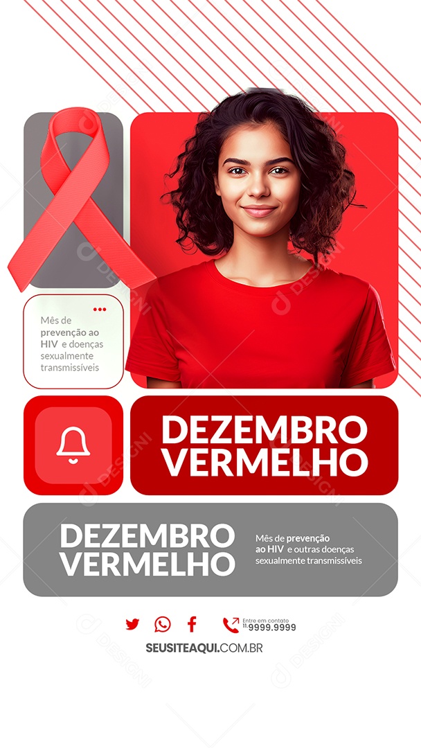 Story Campanha Publicitária Dezembro Vermelho Mês de Prevenção ao HIV Social Media PSD Editável