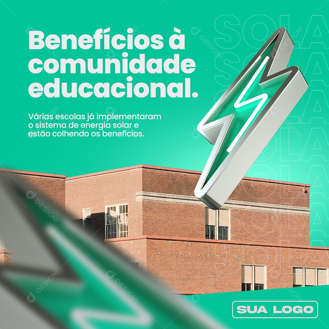 Social Media Benefícios à Comunidade Educacional PSD Editável
