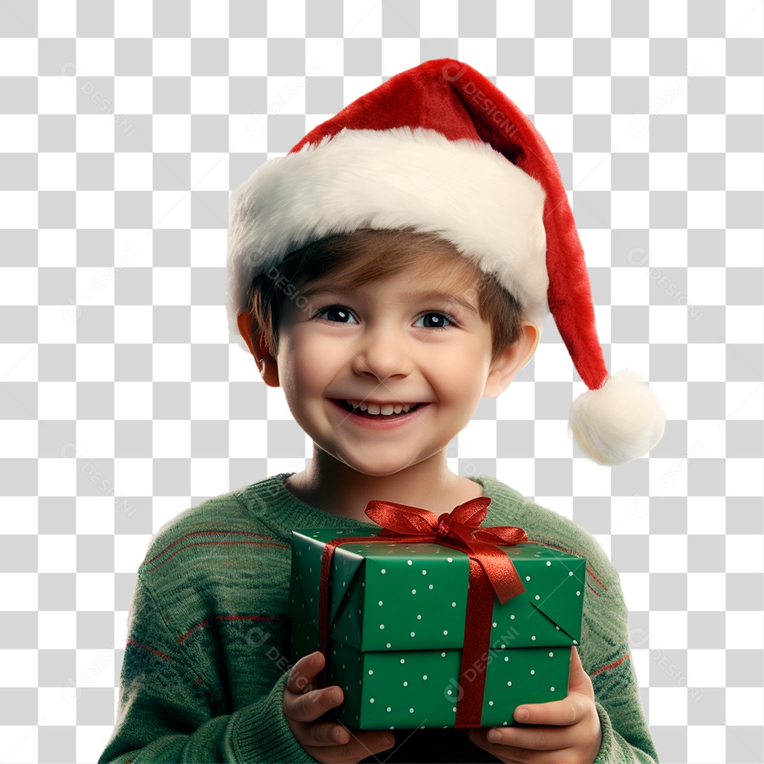 Criança Vestida Para o Natal Segurando Presente PNG Transparente