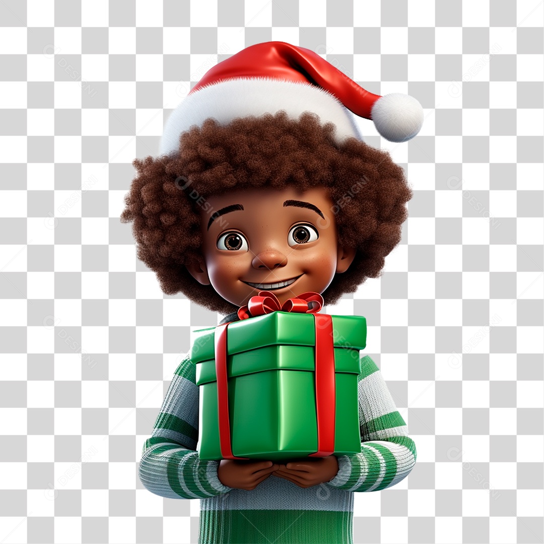 Criança Vestida Para o Natal Segurando Presente PNG Transparente