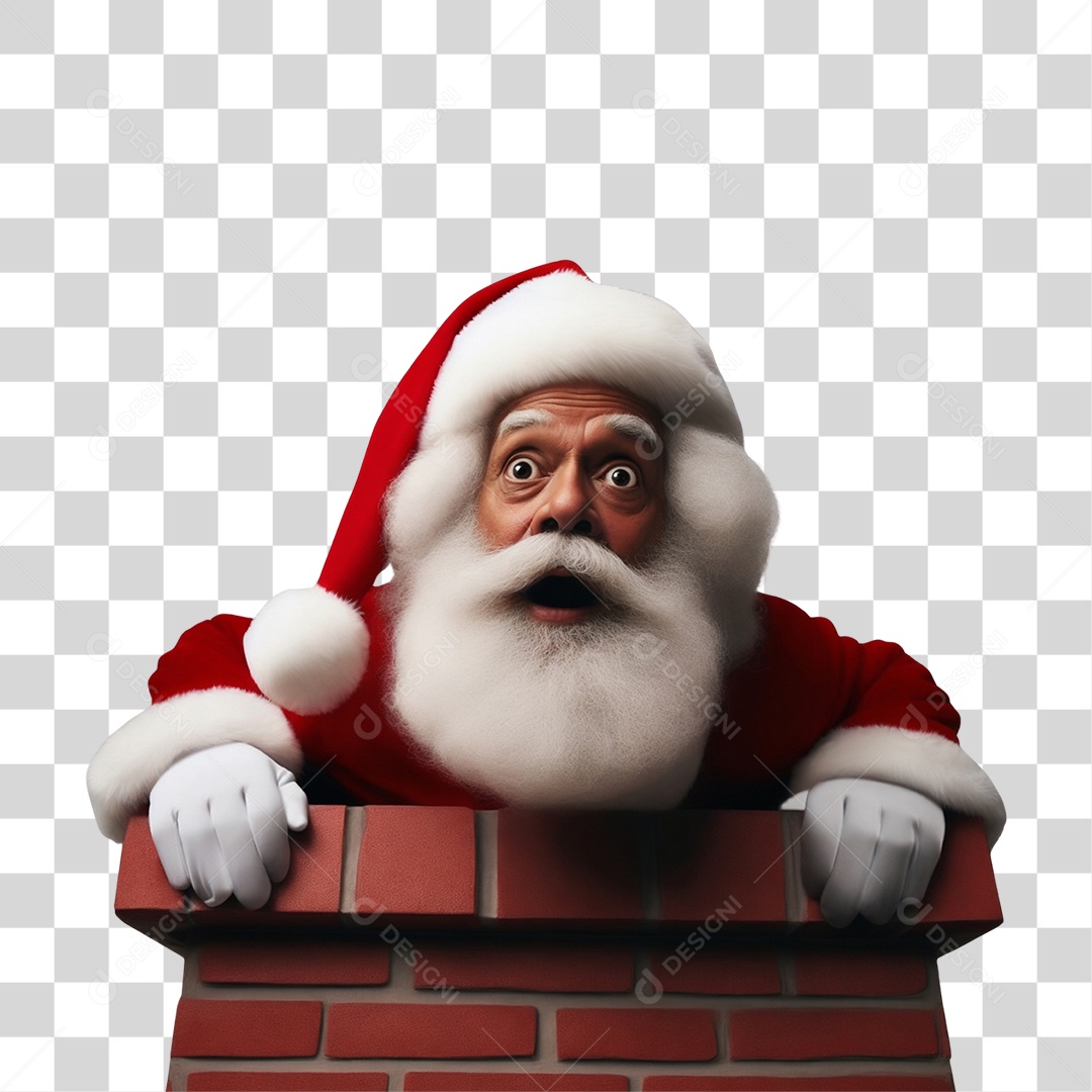 Papai Noel Saindo da Chaminé Final de Ano Natal PNG Transparente
