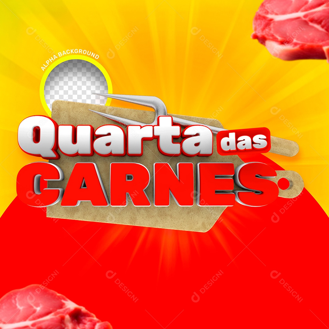 Quarta das Carnes Selo 3D Amarelo Branco Vermelho para Composiçõ PSD