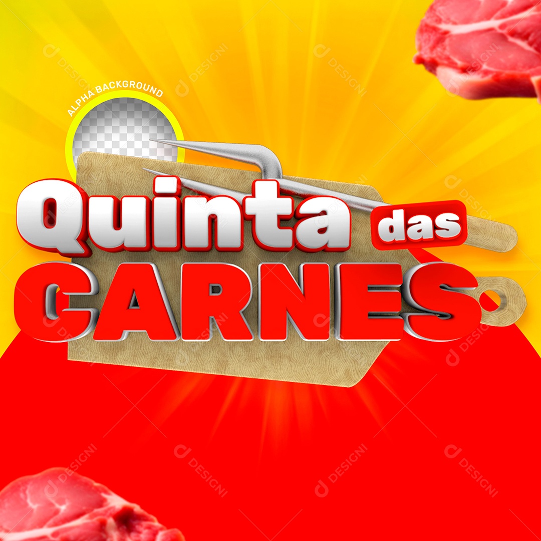 Quinta das Carnes Selo 3D Branco Vermelho para Composição PSD