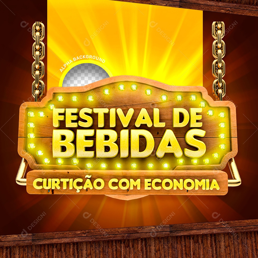 Festival de Bebidas Curtição com Economia Selo 3D de Distribuidora para Composição PSD