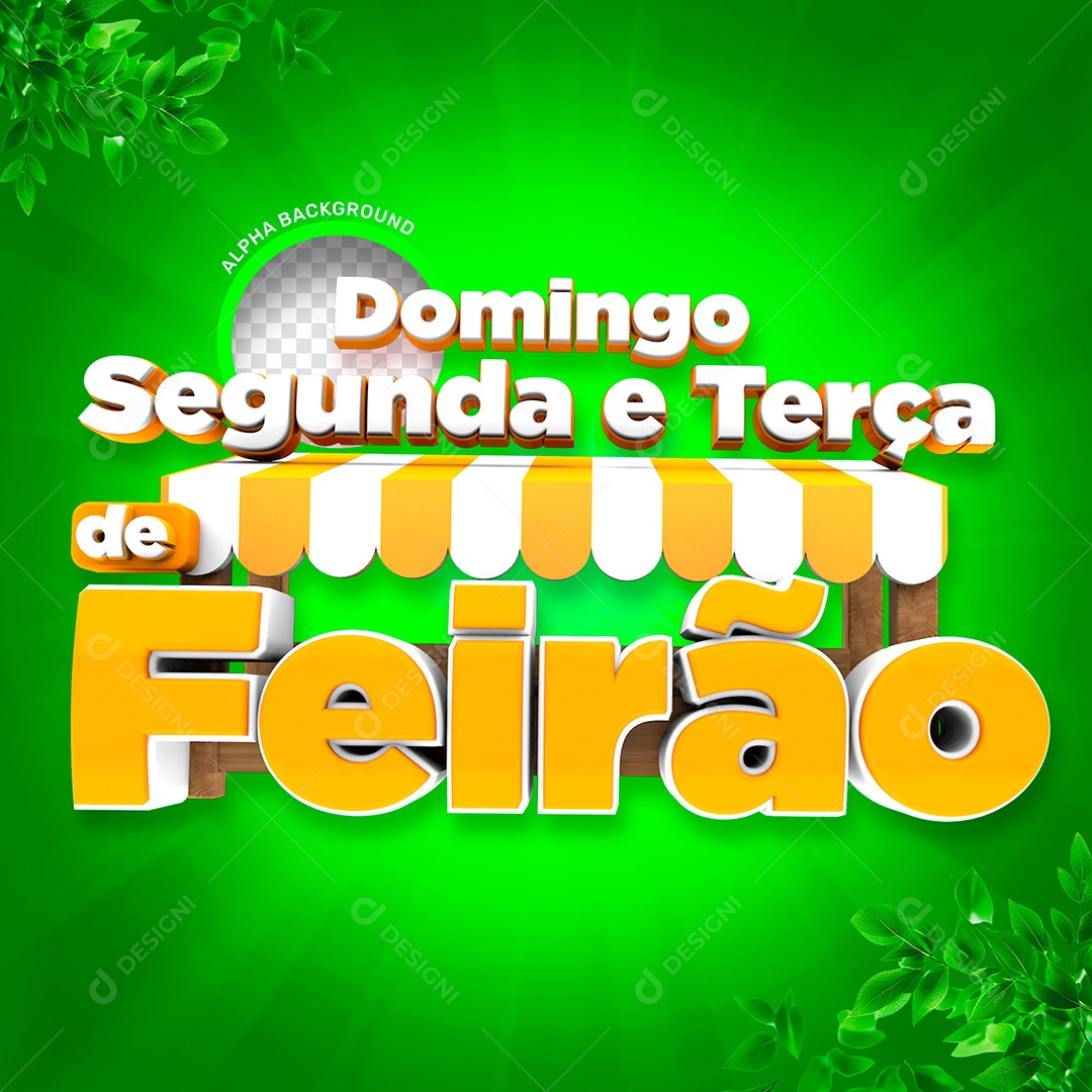 Domingo Segunda e Terça de Feirão Selo 3D de Hortifruti para Composição PSD
