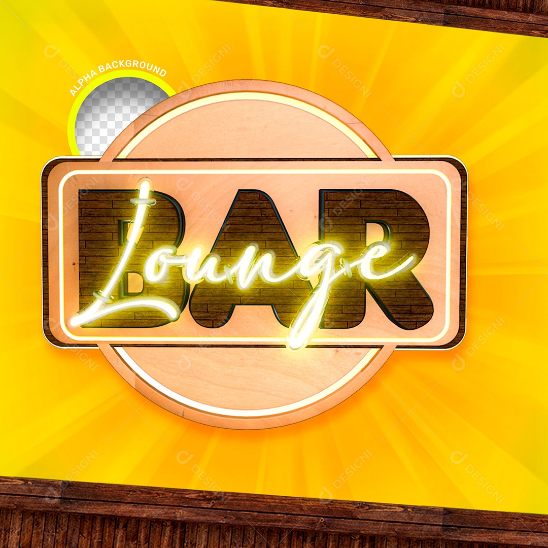 Bar Louuge Selo 3D Marrom Amarelo para Composição PSD