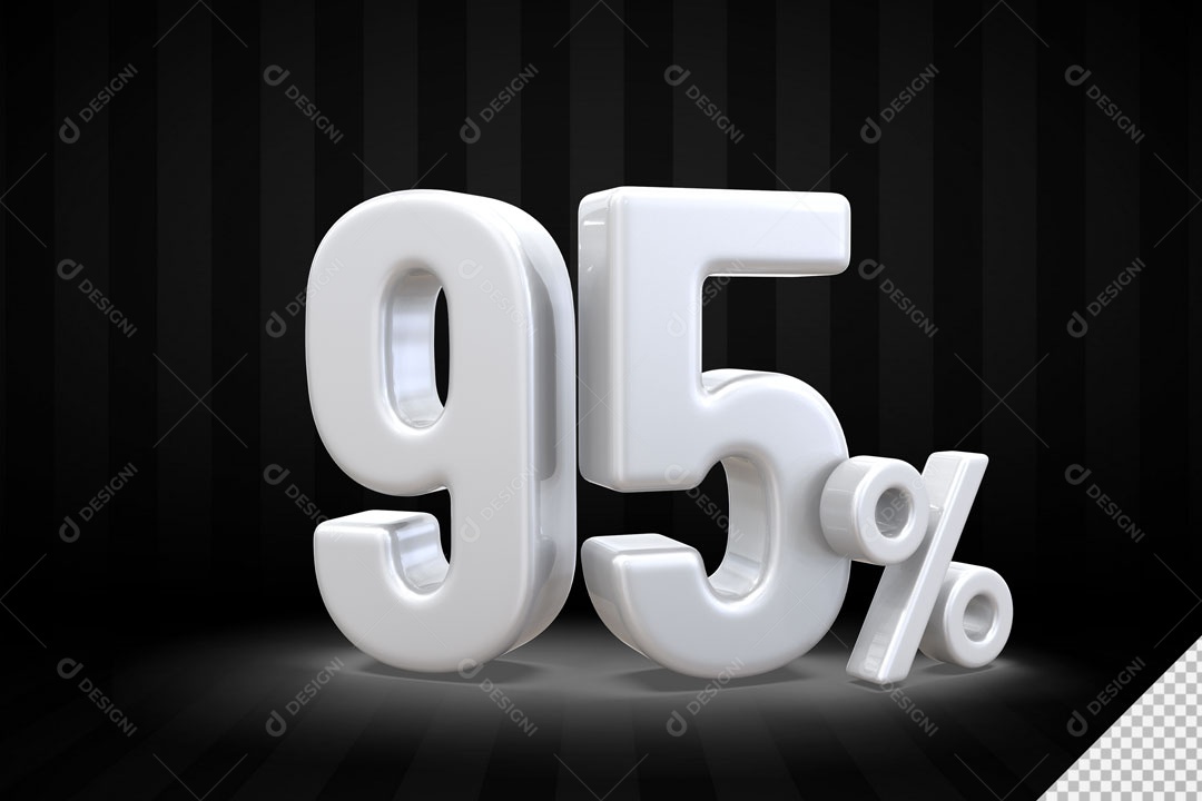 Número 3D 95% Porcento Branco Para Composição PSD