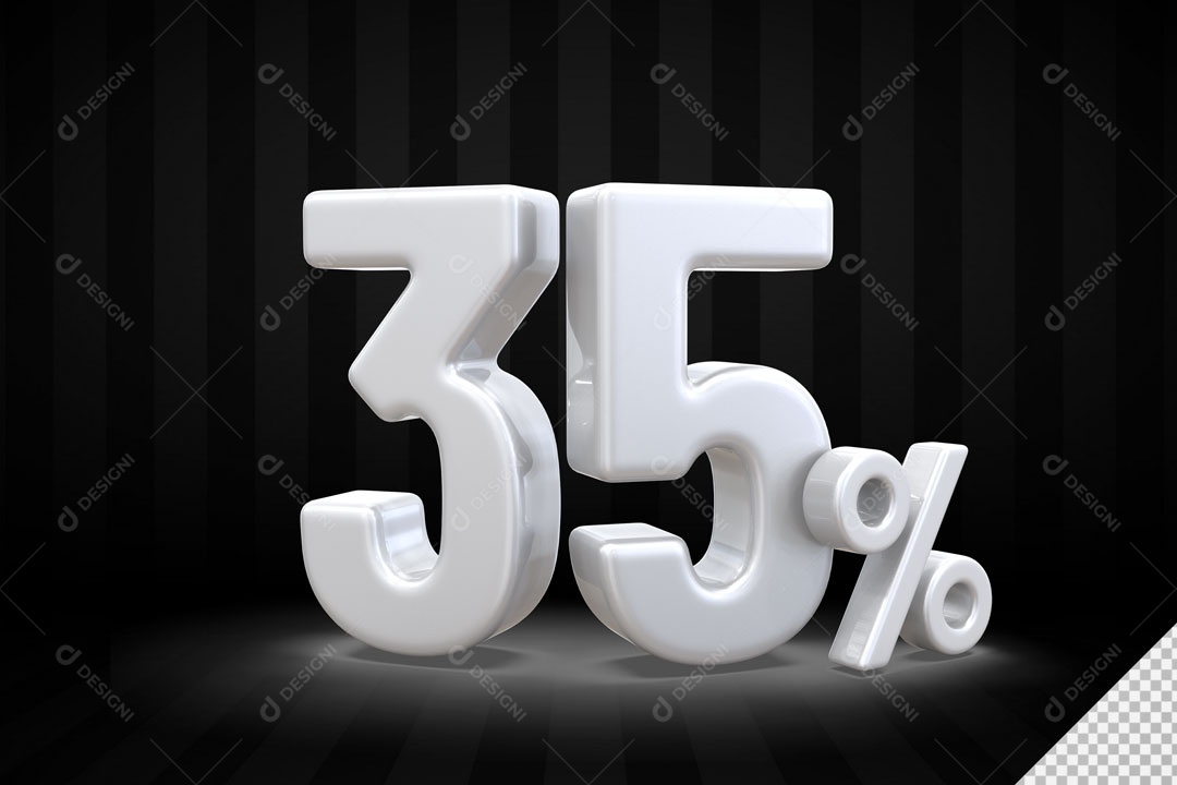 Número 3D 35% Porcento Branco Para Composição PSD