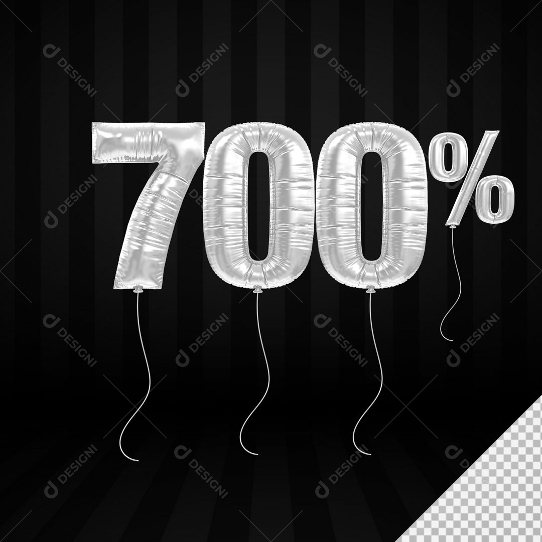 Número 3D 700% Porcento De Balão Branco Para Composição PSD
