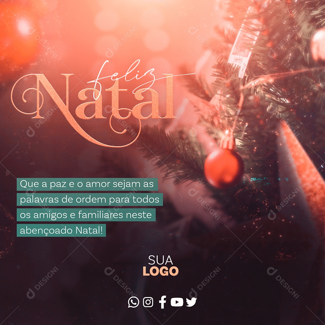Feliz Natal Que a Paz e o Amor Sejam as Palavras de Ordem para Todos os Amigos e Familiares Social Media PSD Editável