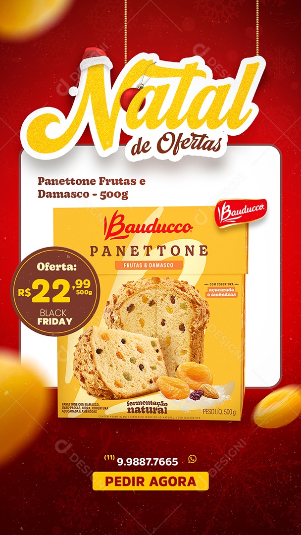 Story Supermercado Natal de Ofertas Panettone Frutas & Damasco Social Media PSD Editável