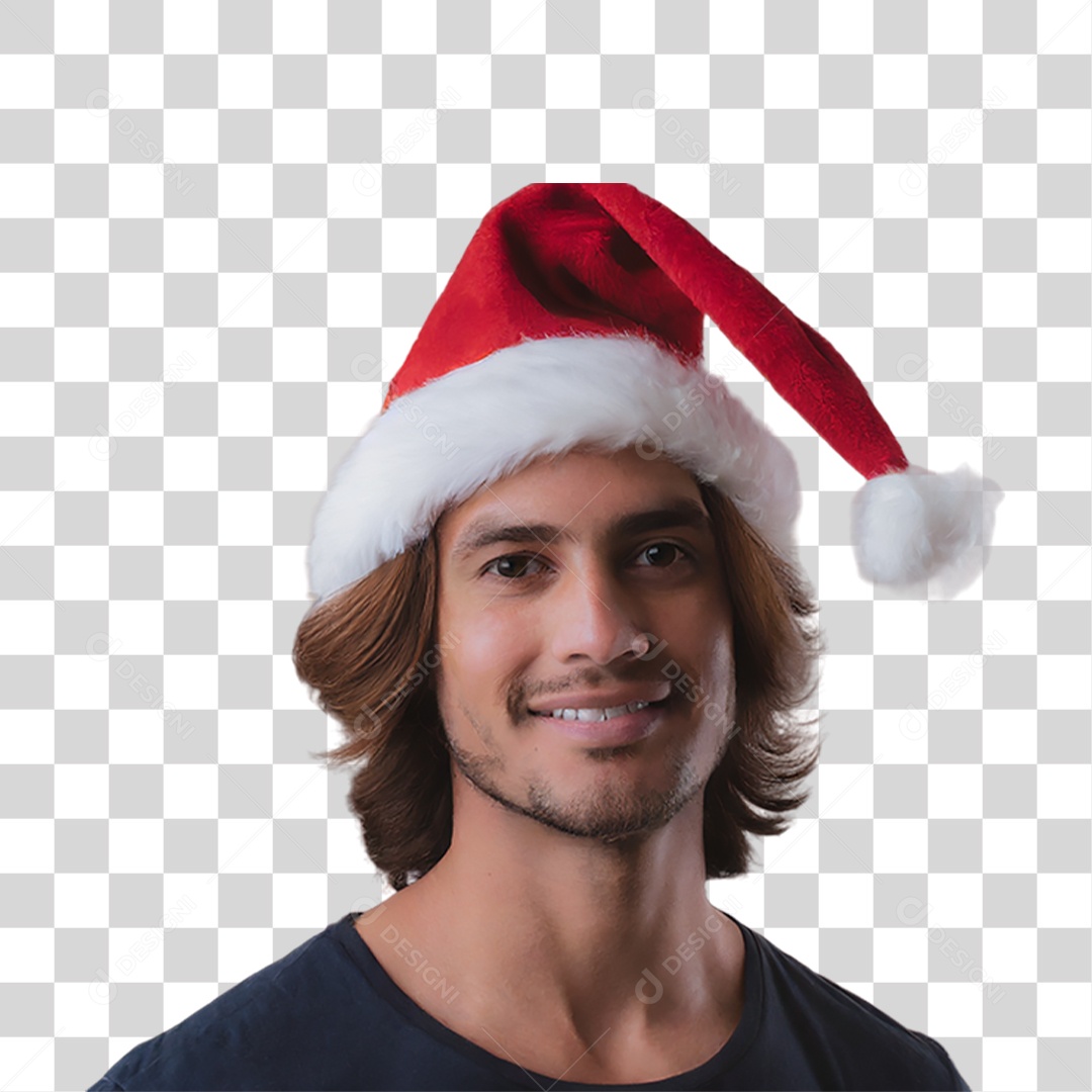 Homem com Chapéu Vermelho de Natal de Papai Noel PNG Transparente