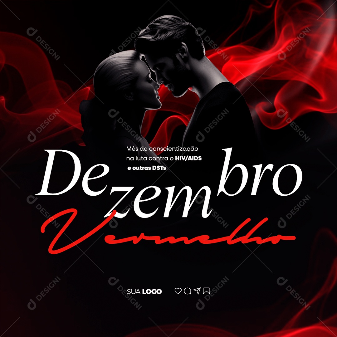 Dezembro Vermelho Mês de Conscientização na Luta Contra a HIV AIDS e Outras DSTs Social Media PSD Editável