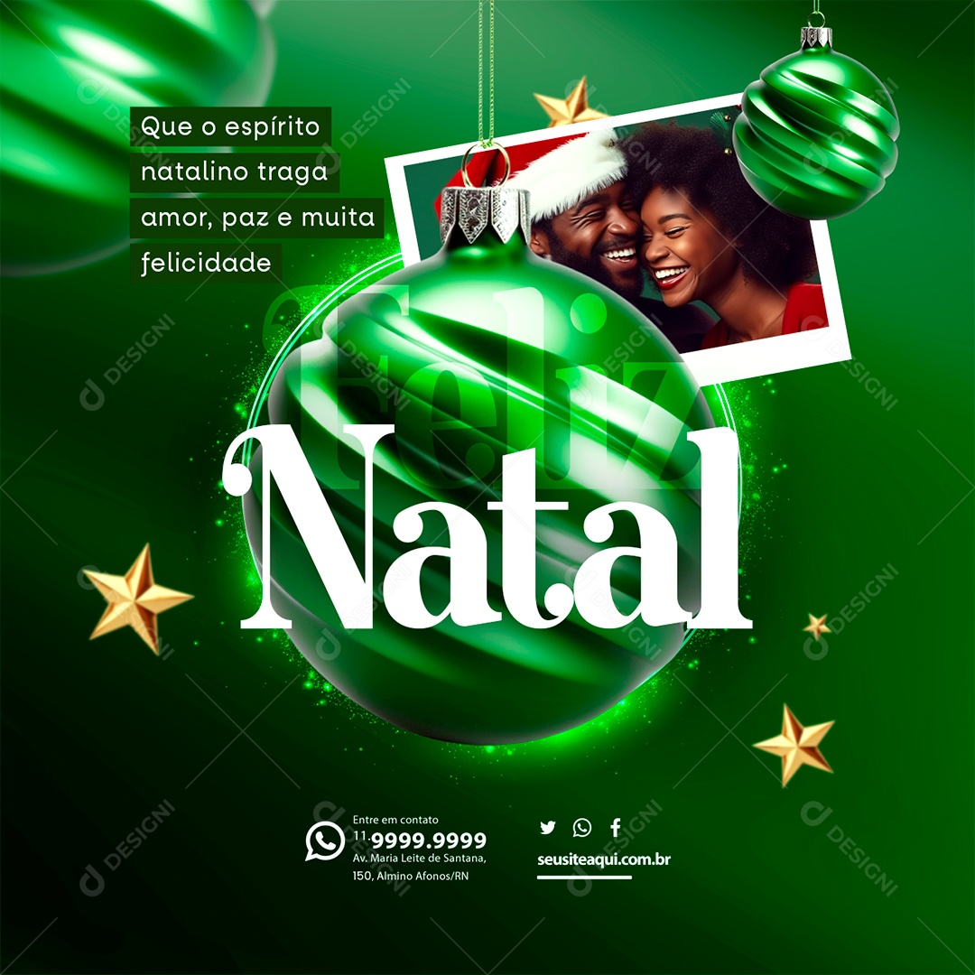 Feliz Natal Que o Espírito Natalino Traga Amor Paz e Muita Felicidade Social Media PSD Editável