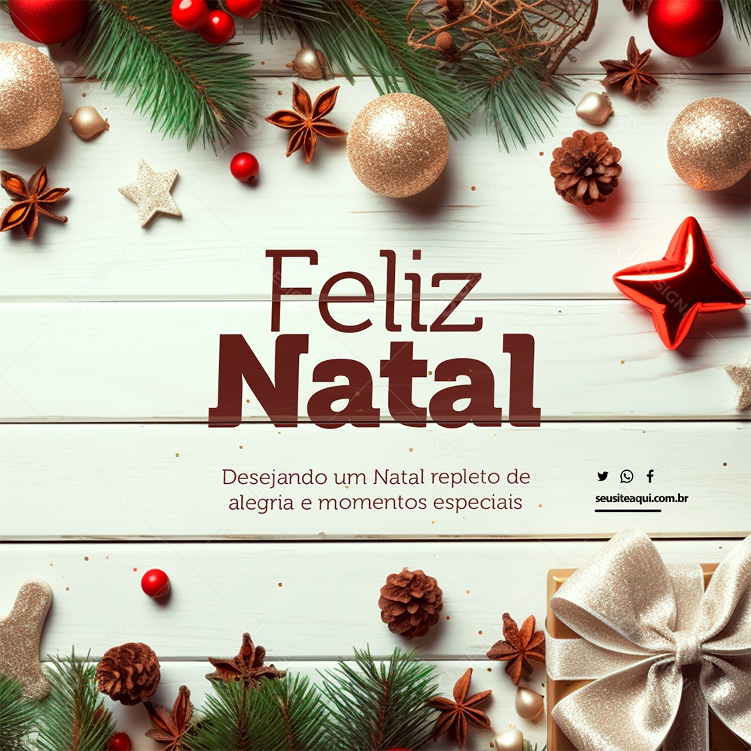 Feliz Natal Desejando um Natal Repleto de Alegria e Momentos Especiais Social Media PSD Editável