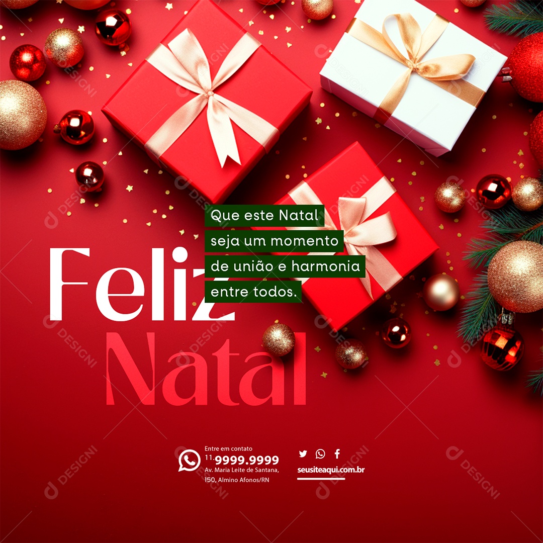 Feliz Natal Que Este Natal Seja um Momento de União e Harmonia Entre Todos Social Media PSD Editável