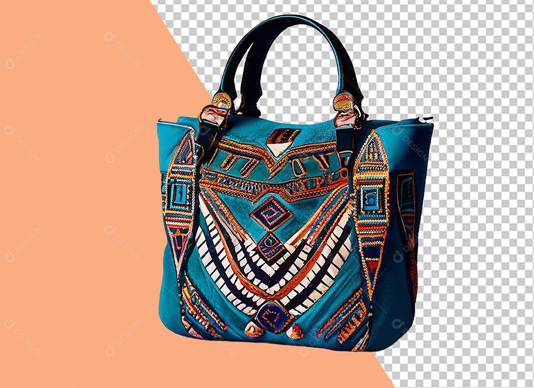 Elemento 3D Bolsa com Decoração para Composição PSD