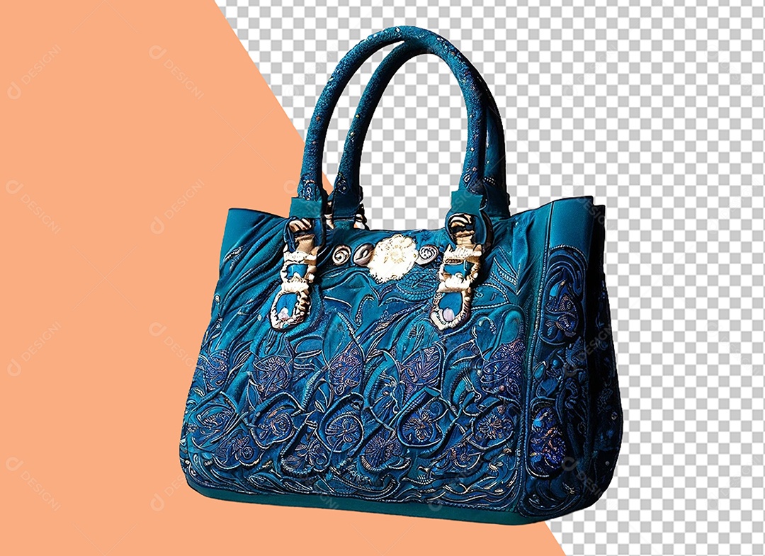 Bolsa Azul Elemento 3D para Composição PSD