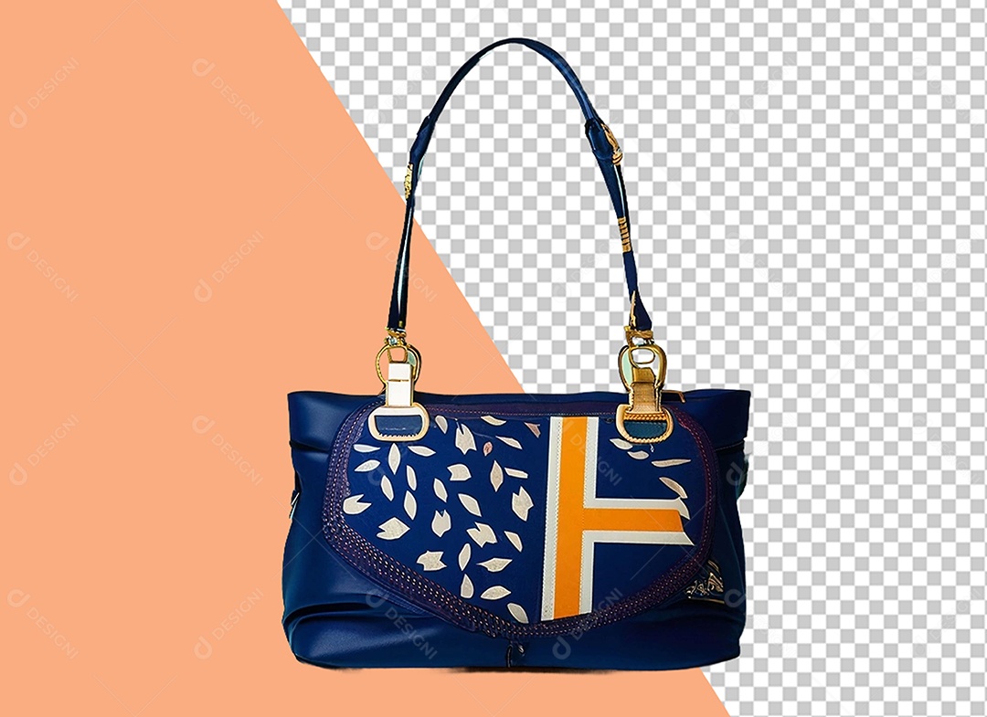 Elemento 3D Bolsa Azul Decorativa para Composição PSD