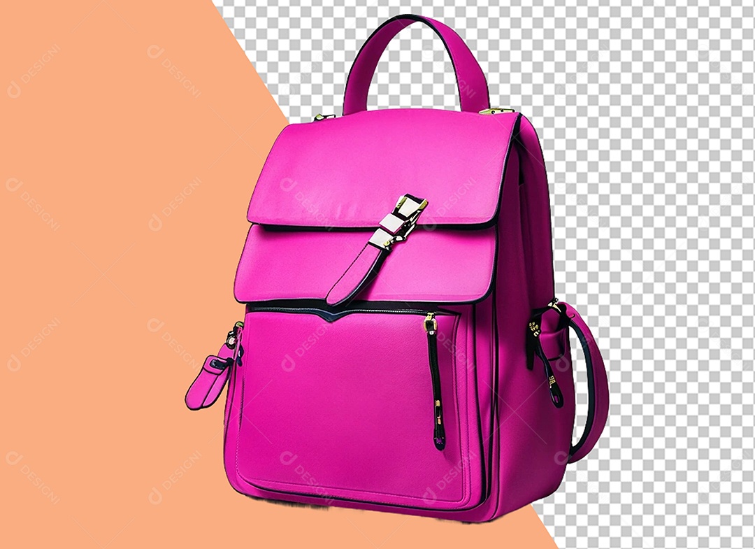 Mochila Rosa Elemento 3D para Composição PSD