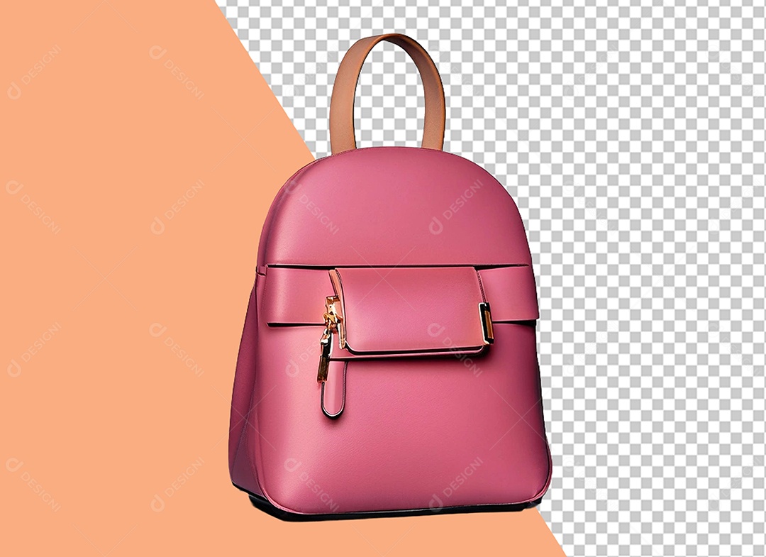 Mochila Rosa Elemento 3D para Composição PSD