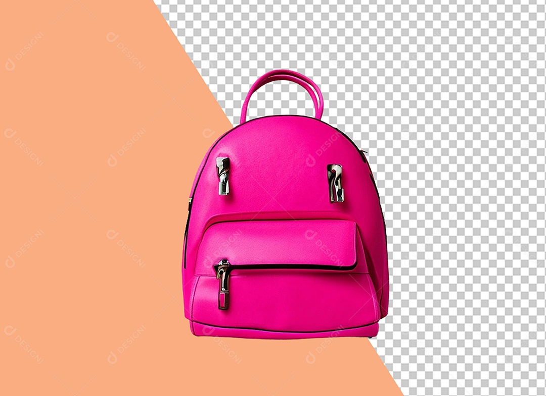 Mochila Rosa Elemento 3D para Composição PSD