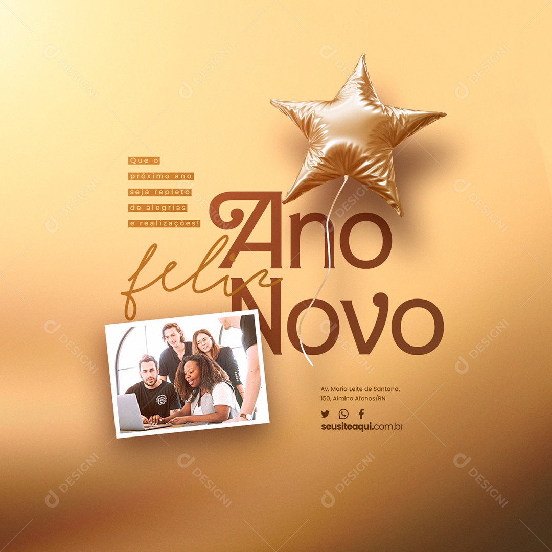 Ano Novo Que o Próximo Ano Seja Repleto de Alegrias e Realizações Social Media PSD Editável
