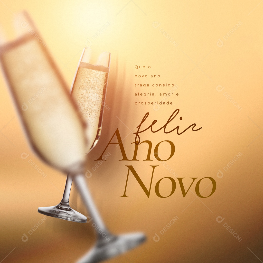 Feliz Ano Novo Que o Novo Ano Traga Consigo Alegria Amor e Prosperidade Social Media PSD Editável