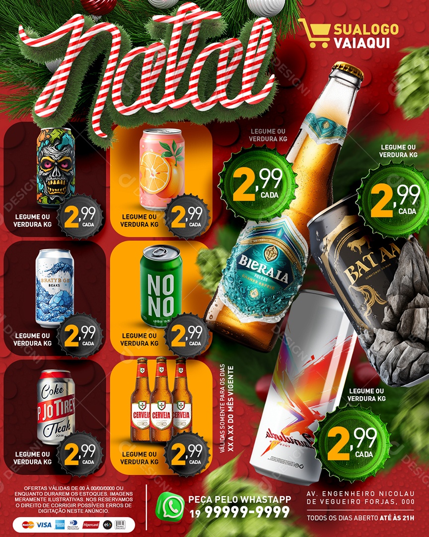 Tabloide Natal Distribuidora Bebidas Cerveja Bieraia Social Media PSD Editável