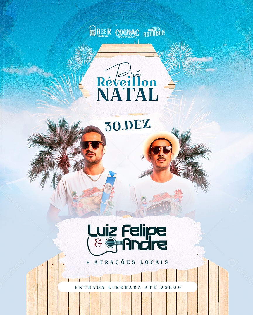 Flyer Pré Réveillon Luiz Felipe & Andre Social Media PSD Editável
