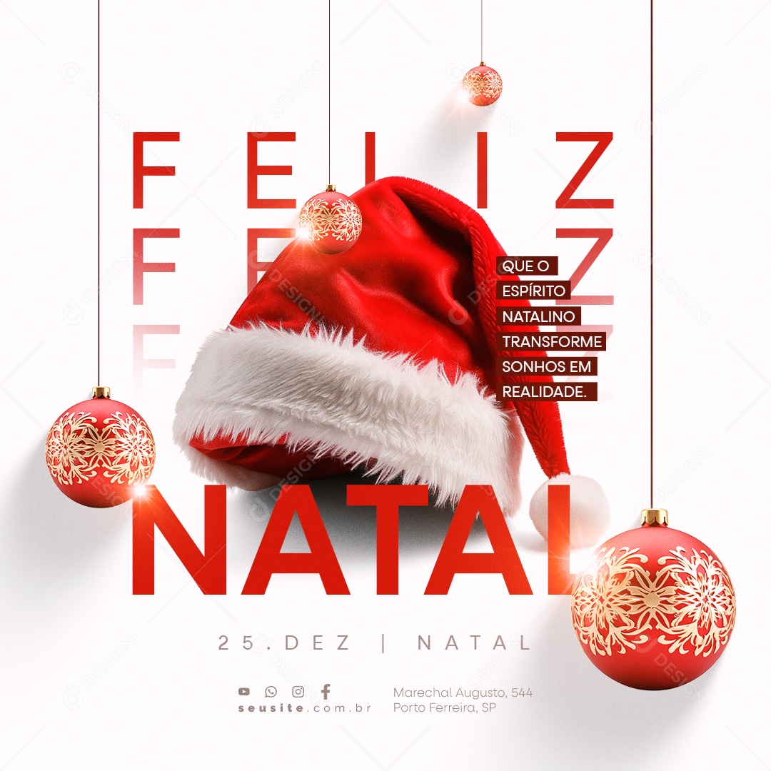 Feliz Natal Que o Espírito Natalino Transforme Sonhos em Realidade Social Media PSD Editável