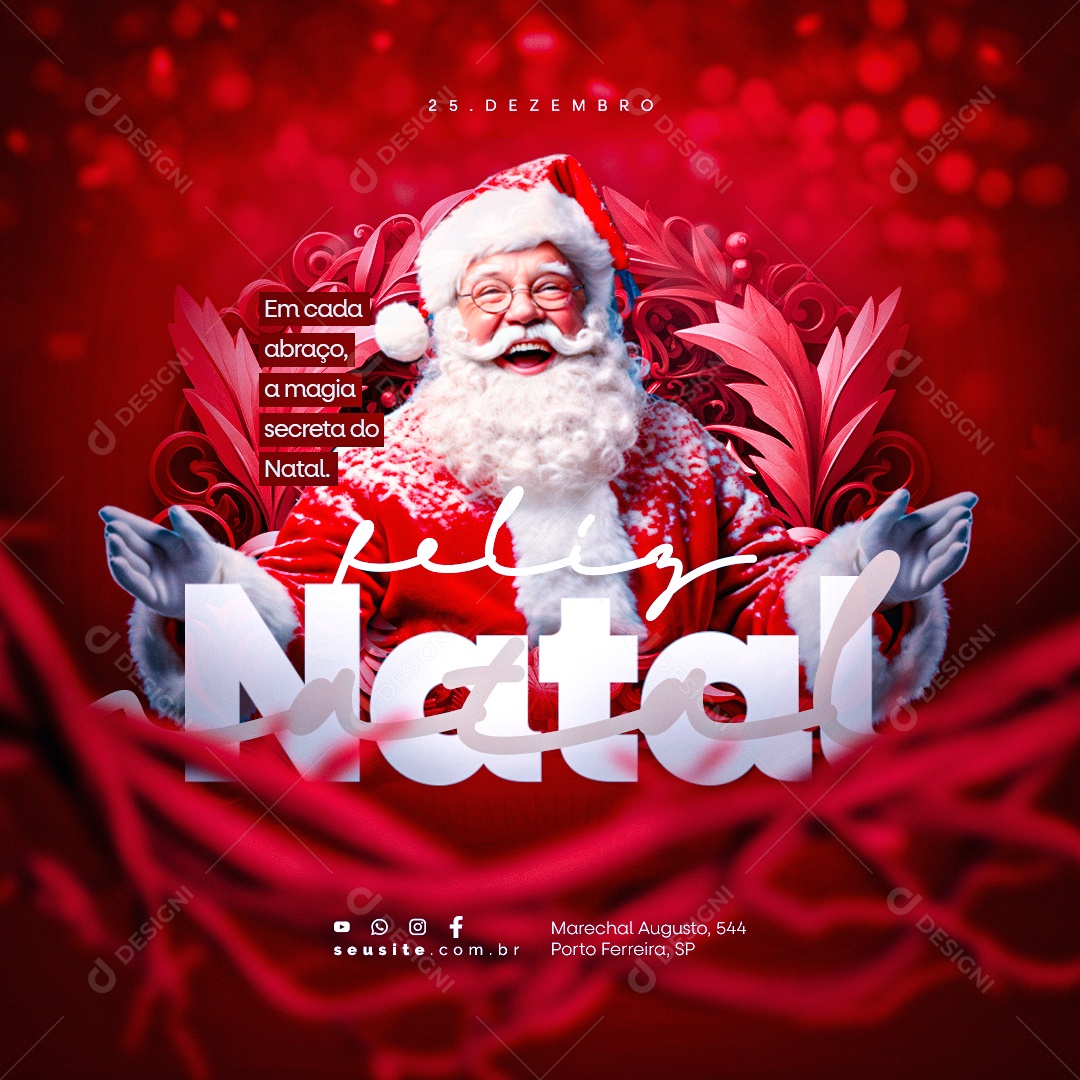 Feliz Natal Em Cada Abraço a Magia Secreta do Natal Social Media PSD Editável