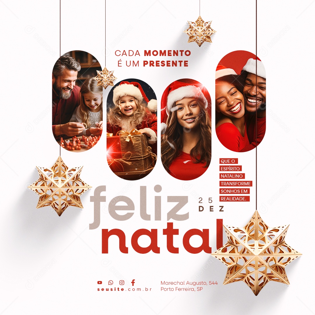 Feliz Natal Cada Momento é um Presente Social Media PSD Editável