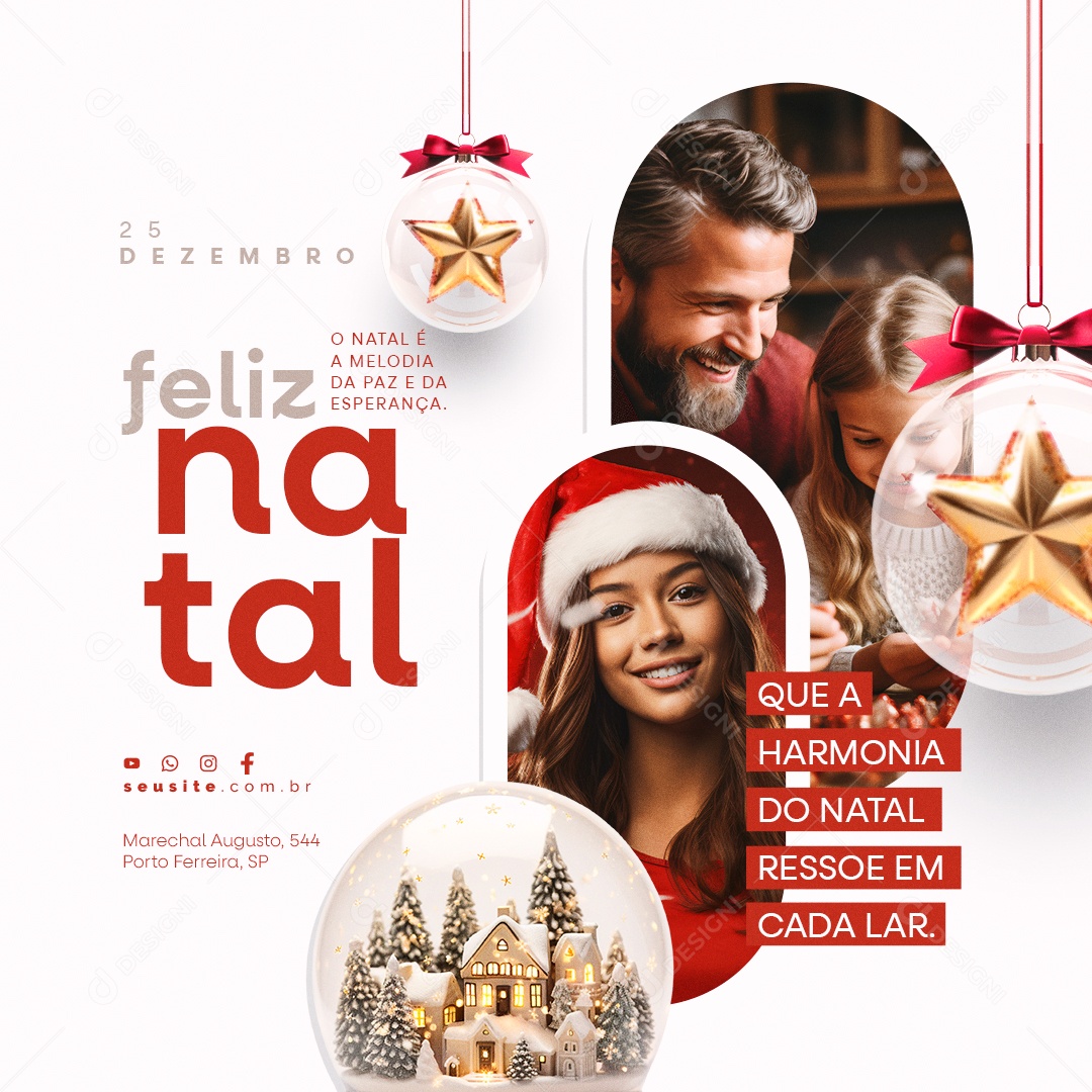 O Natal é a Melodia da Paz e da Esperança Feliz Natal Social Media PSD Editável