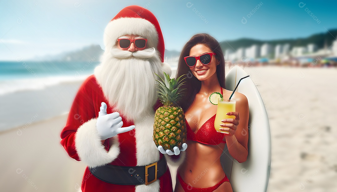 Papai noel e brasileira em copacaba