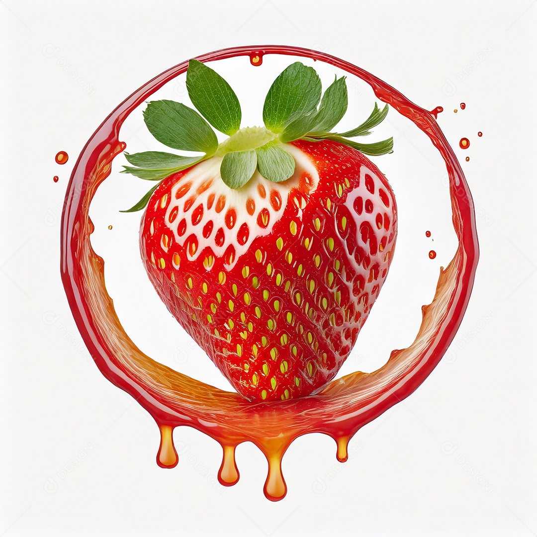 Morango inteiro com calda circula