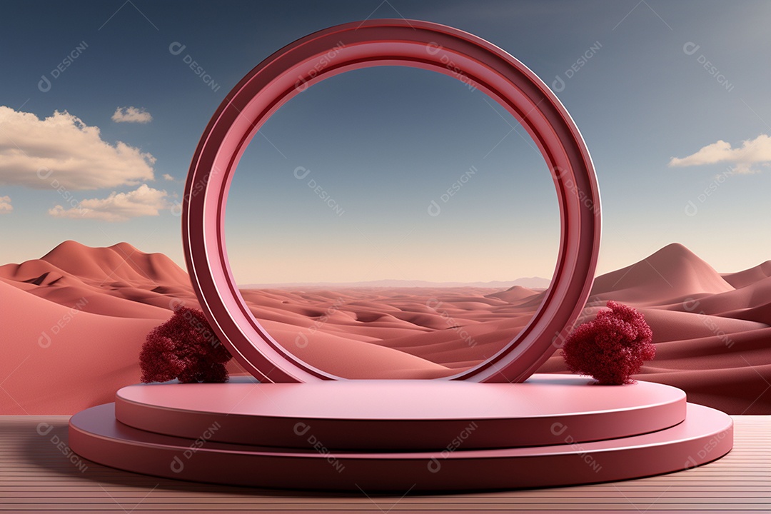 Renderização de formas geométricas em cena minimalista