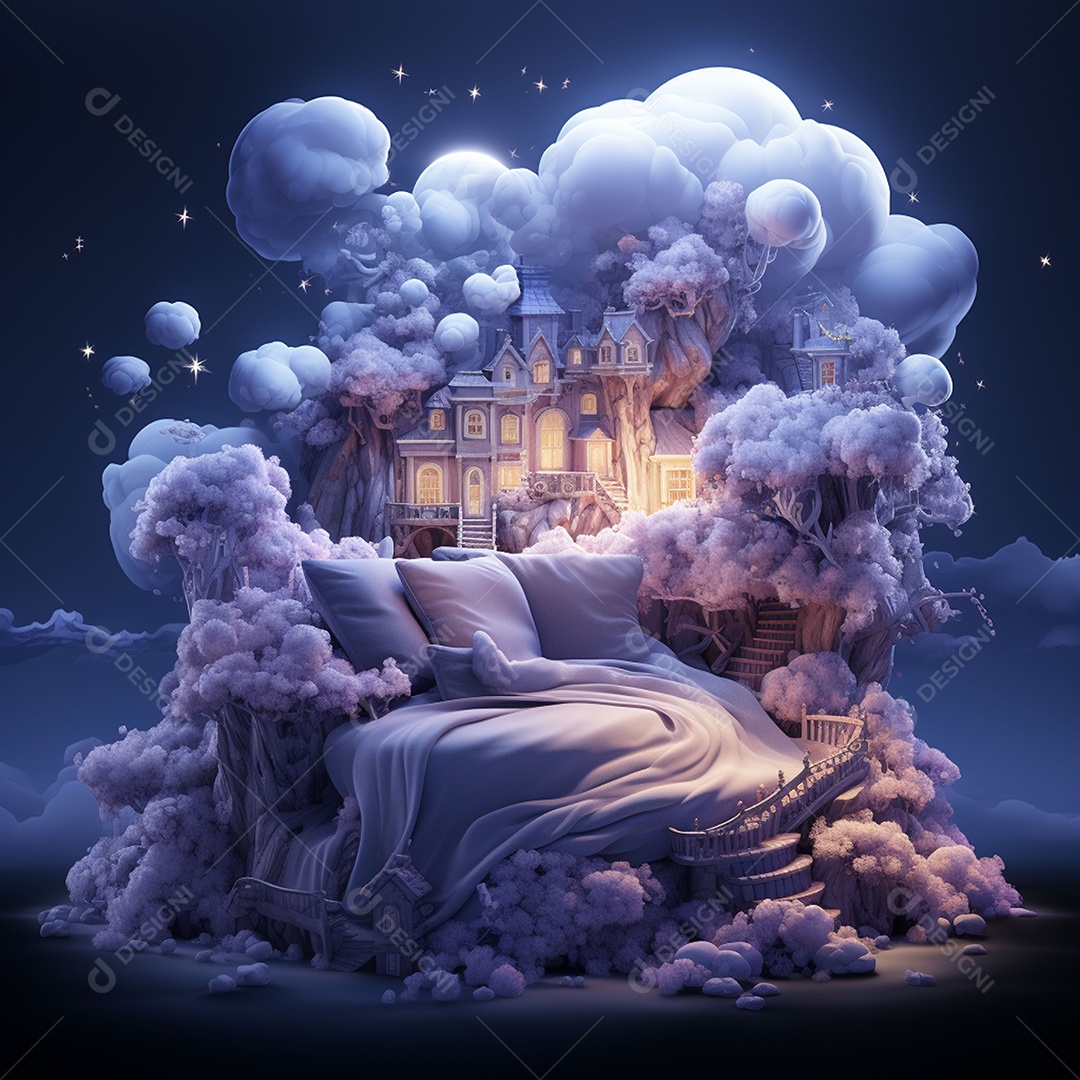 Ilustração isométrica 3D sono e descanso felizes