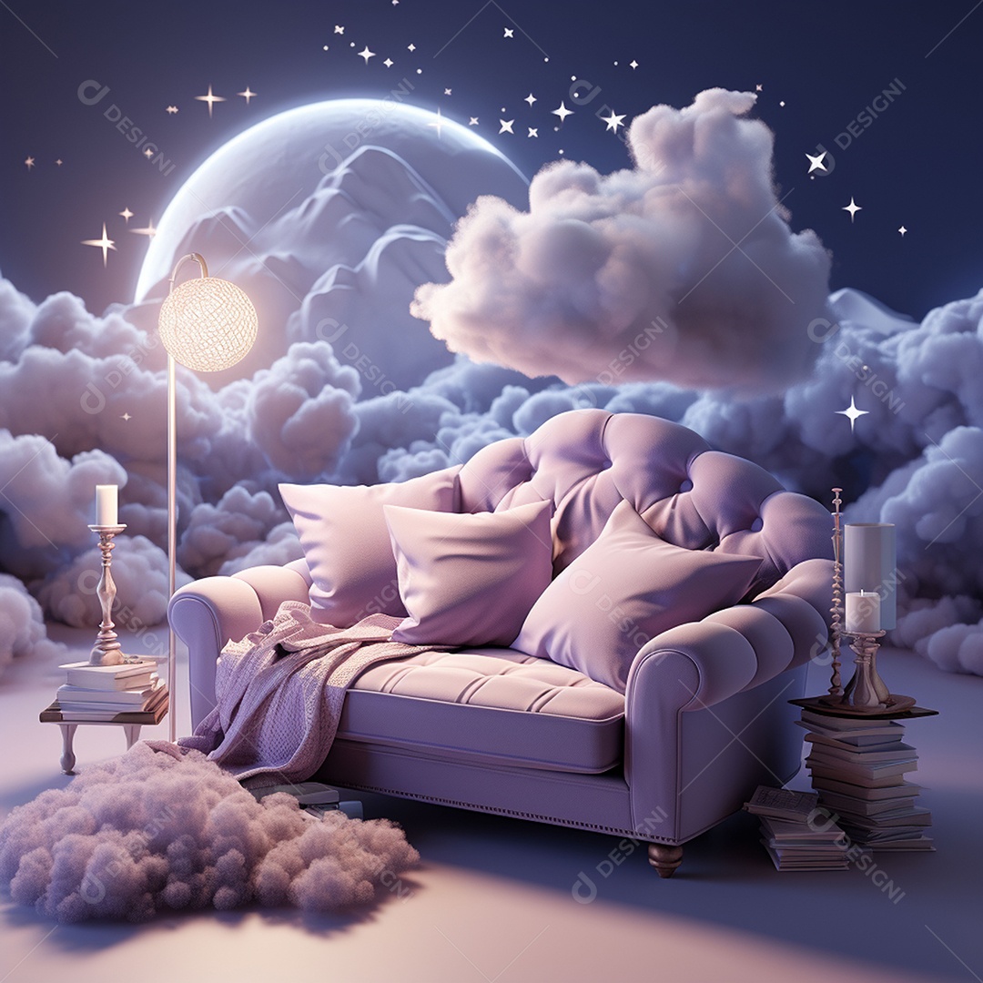 Ilustração isométrica 3D sono e descanso felizes