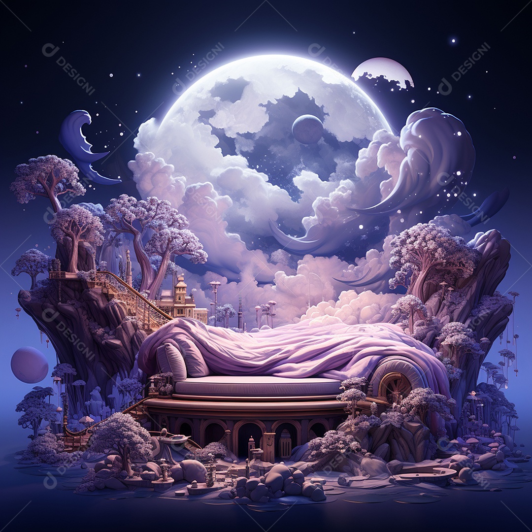 Ilustração isométrica 3D sono e descanso felizes