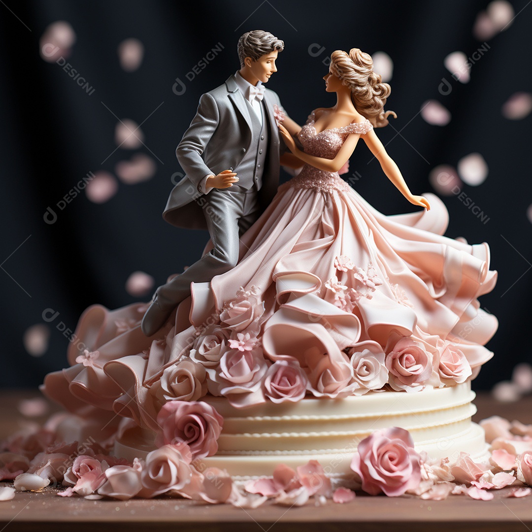 Um bolo de casamento com um lindo casal