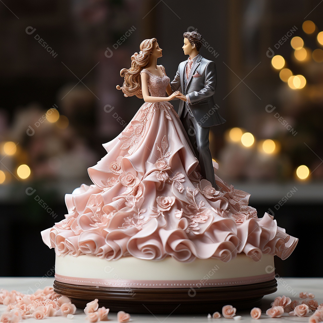 Um bolo de casamento com um lindo casal