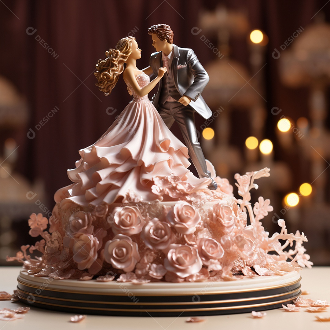 Um bolo de casamento com um lindo casal