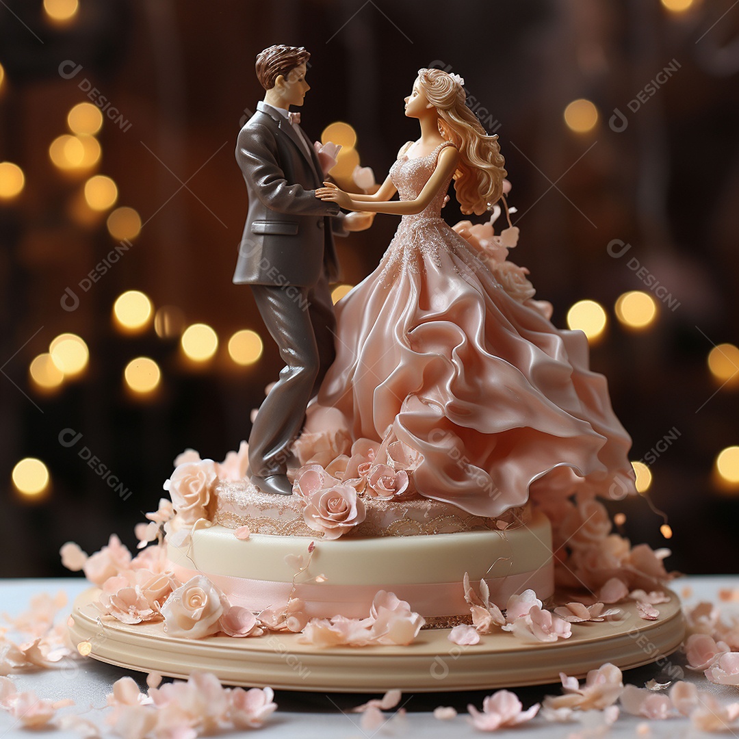 Um bolo de casamento com um lindo casal